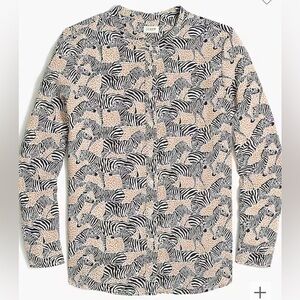 NWT J. Crew Factory XXS Zebra Animal Print Button Up Collar Blouse